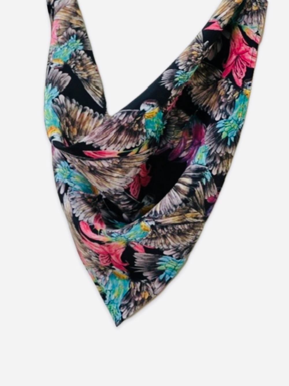 NWT SILKLETTE Birds and Feathers 100% Fine Silk Kerchief Scarf MULTICOLOR